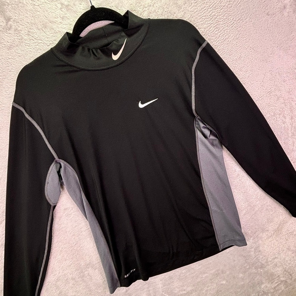 Nike Golf Mens Shirt M Black Dri-FIT Mock Neck Long Sleeve Base Layer 619799-010